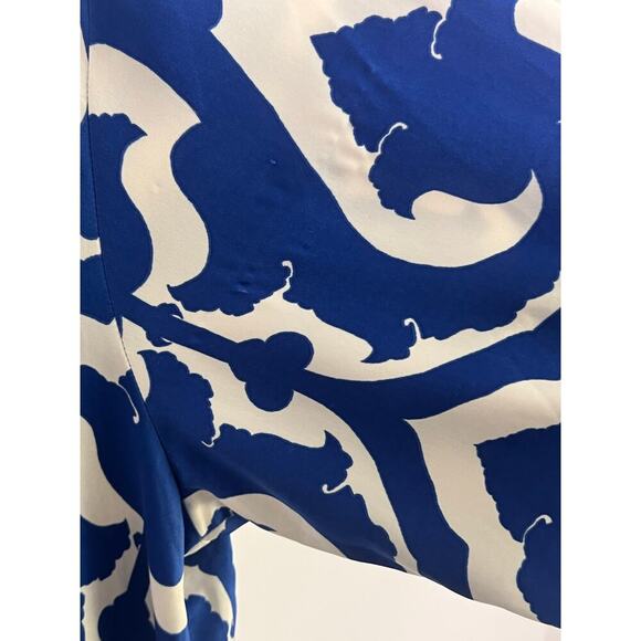 Natori Floral Bishop Sleeve V-Neck Robe Maxi Dress Blue/White Women's Size XL - Picture 8 of 11